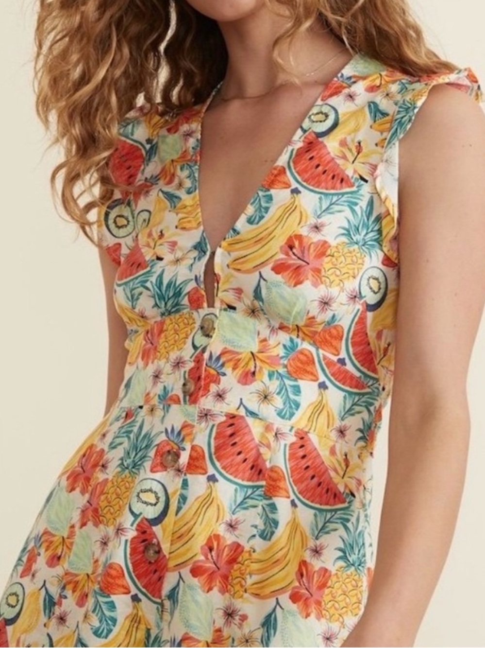 Marine Layer Camila Romper Floral Fruit Tropical Print - Picture 10 of 16